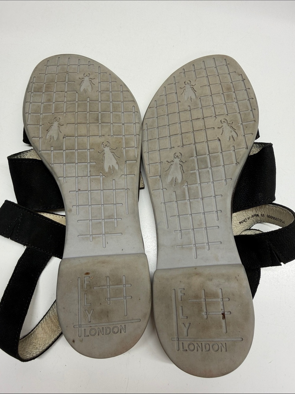 Fly London Codo Sandals Leather Suede Open Toe Strappy Ankle Strap Black Size 39 - Picture 4 of 7
